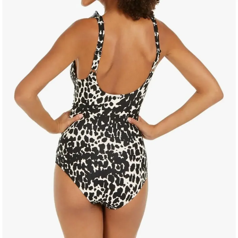 DKNY Women's Ruffle Plunge Underwire Tummy-Control OnePiece Swimsuit Size 18 EUC - Picture 2 of 4